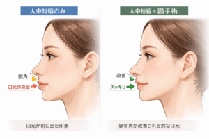 人中短縮と猫手術を組み合わせたときのイラスト（京都駅前美容外科のコラム）