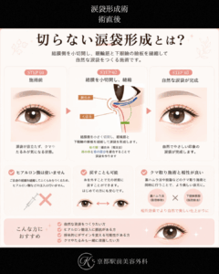 切らない涙袋形成の解説画像。京都駅前美容外科の解説画像。