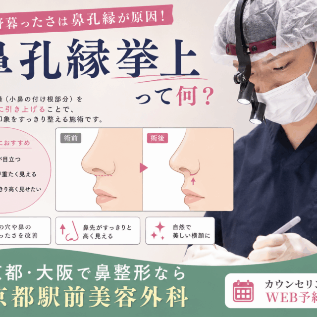 鼻孔縁挙上って何？鼻の野暮ったさは小鼻の膨らみが原因。京都駅前美容外科の医療コラム。