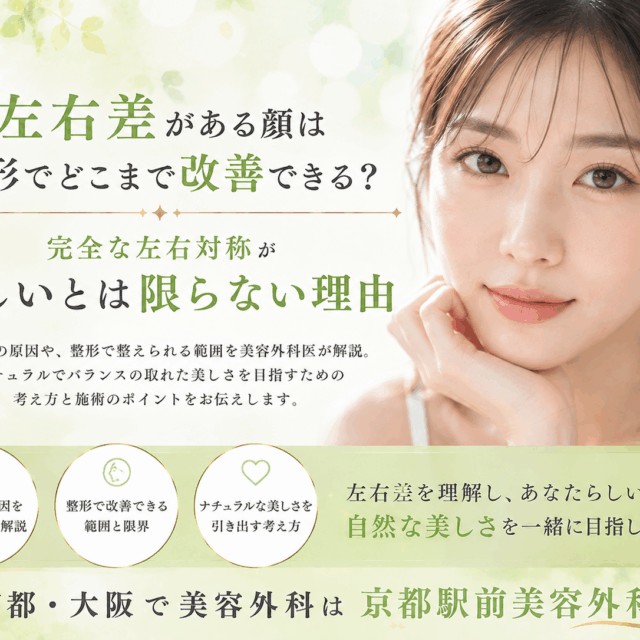 左右差がある顔は整形でどこまで改善できる？完全な左右対称が美しいとは限らない理由。京都駅前美容外科の医療コラム。