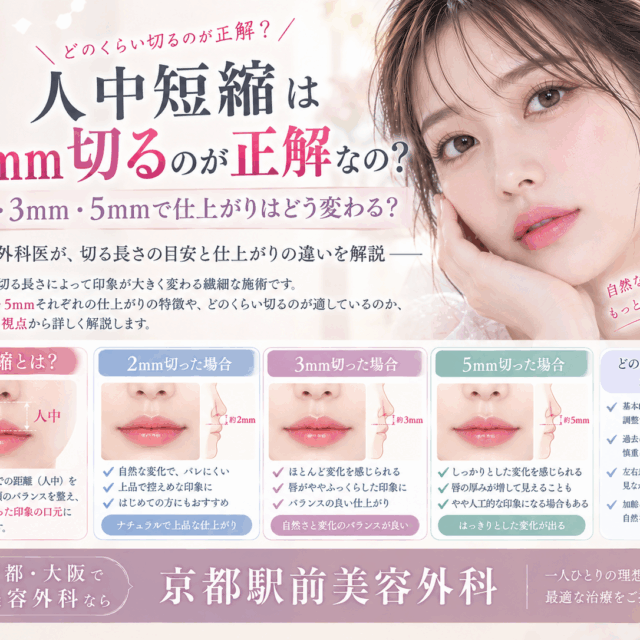 人中短縮は何mm切るのが正解なの？2mm・3mm・5mmで仕上がりはどう変わる？｜京都・大阪の京都駅前美容外科。京都駅前美容外科の医療コラム。