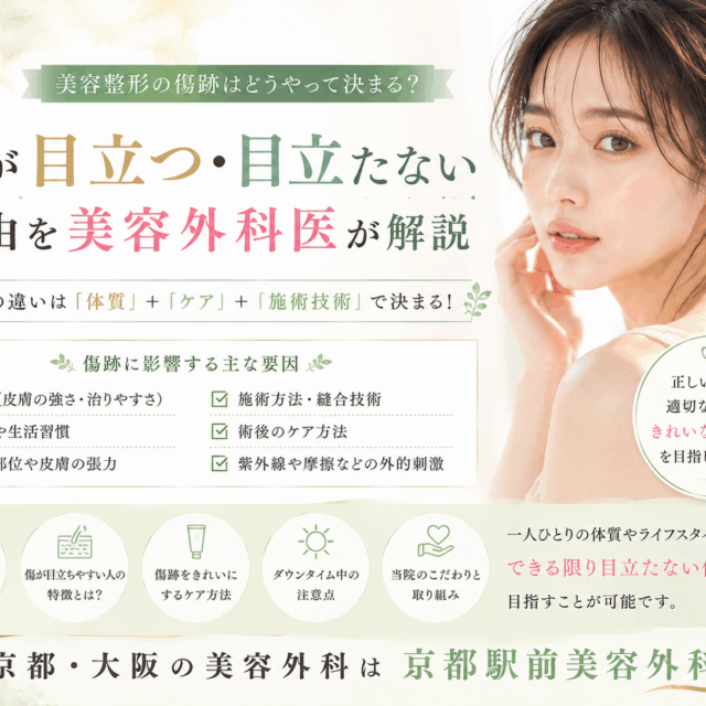 美容整形の傷跡はどうやって決まる？傷が目立つ・目立たない理由を解説｜京都・大阪の京都駅前美容外科。京都駅前美容外科の医療コラム。