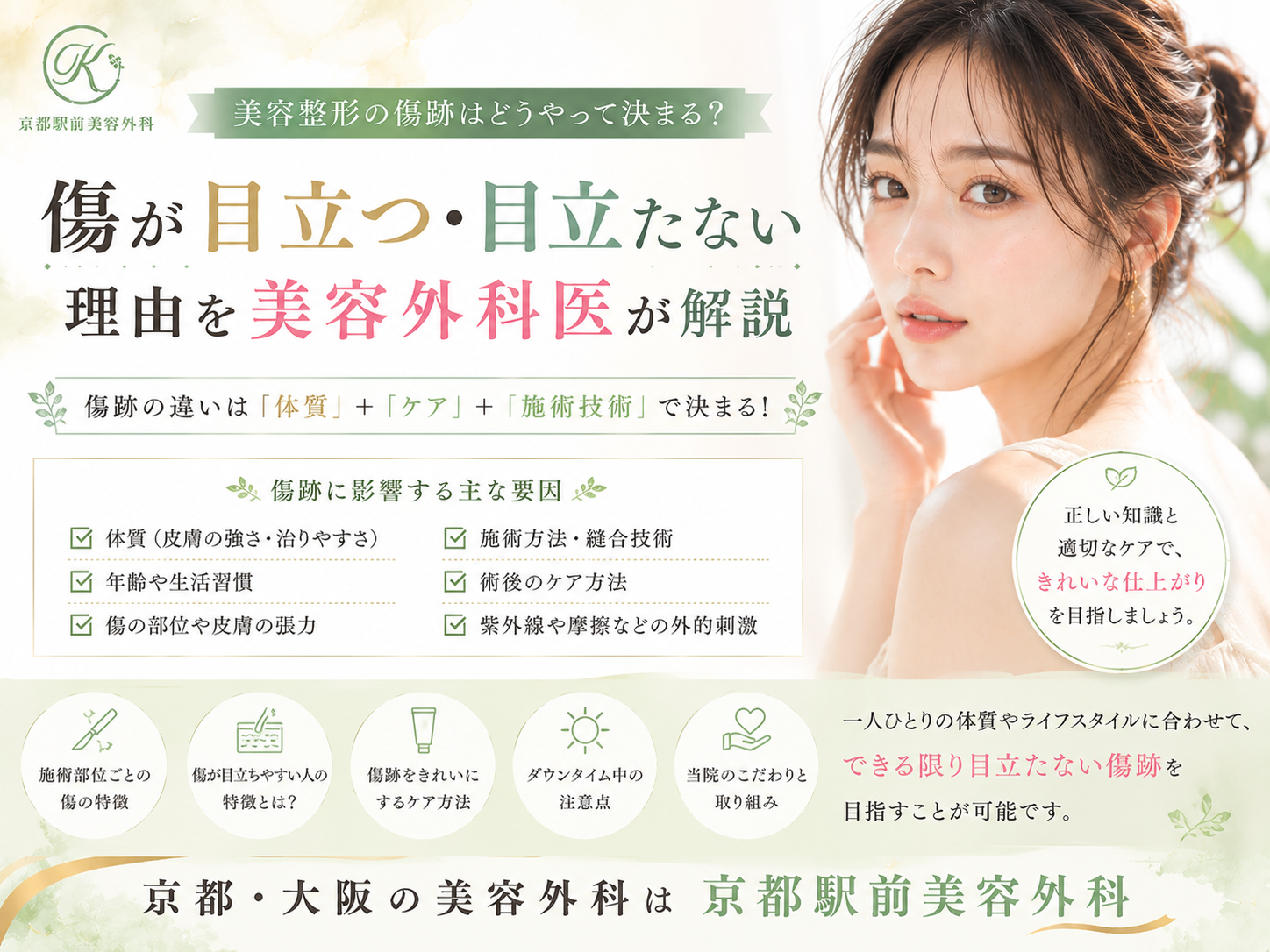 美容整形の傷跡はどうやって決まる？傷が目立つ・目立たない理由を解説｜京都・大阪の京都駅前美容外科。京都駅前美容外科の医療コラム。