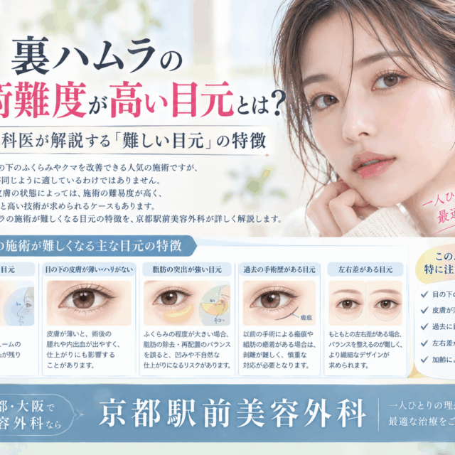 裏ハムラの施術難度が高い目元とは？美容外科医が解説する「難しい目元」の特徴｜京都・大阪の京都駅前美容外科。京都駅前美容外科の医療コラム。