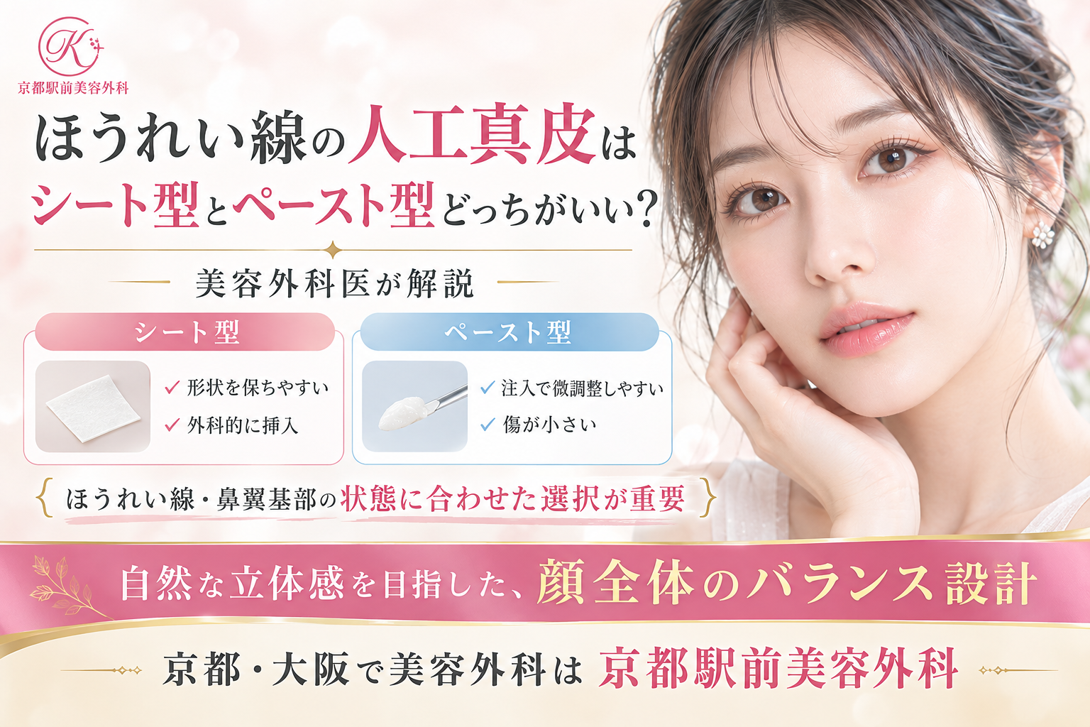 ほうれい線の人工真皮はシート型とペースト型どっちがいい？美容外科医が解説｜京都駅前美容外科。京都駅前美容外科の医療コラム。
