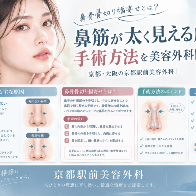 鼻骨骨切り幅寄せとは？鼻筋が太く見える原因と手術方法を美容外科医が解説｜京都・大阪の京都駅前美容外科